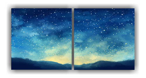 120x60cm Set 2 Canvas Colores Refinado Impresionista Noche E