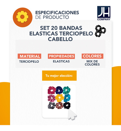 Imagen 6 de 6 de Set 20 Piezas Banda Elastica Terciopelo Liga Cabello Th-001
