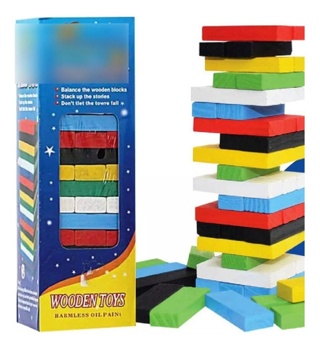 Jenga Juego De Mesa Destreza Bloques De Madera  48 Pzas