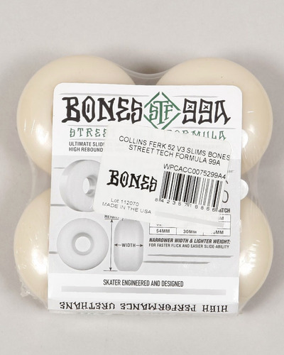 Ruedas Skate Bones Stf Collins Ferk V3 52m Stf 99a Laminates
