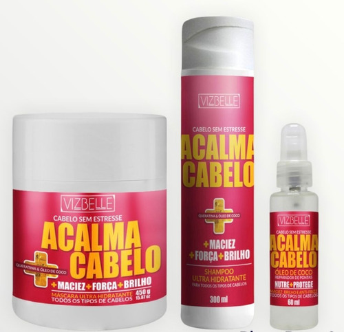 Kit Shampoo + Máscara + Óleo Acalma Cabelo Vizbelle