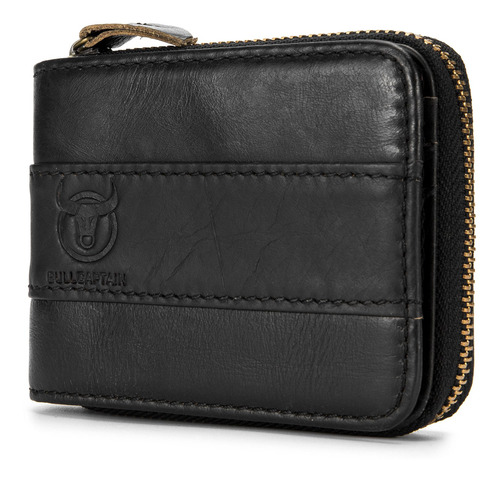 De Cuero Genuino Bifold Cremallera Cartera Para Hombres Rfid