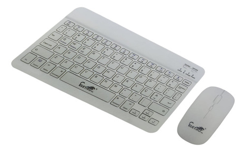Teclado E Mouse Bluetooth Mini Para Tablets - Eletro Mouse Branco Teclado Branco