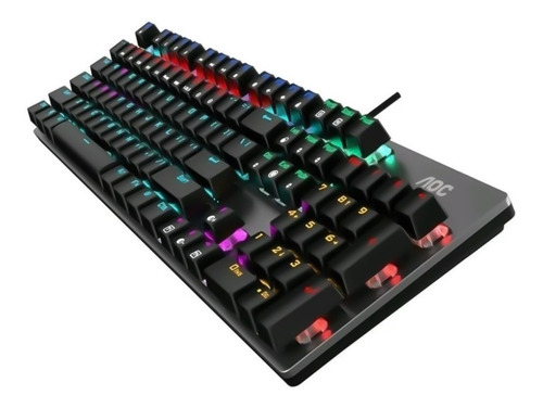 Teclado Gamer Mecanico Rgb Aoc Gk410 Alta Gama Ergonomico Color del teclado Gris