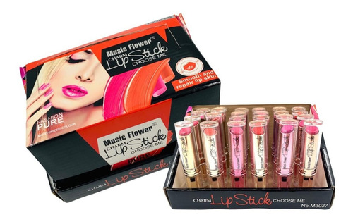 24 Lápices Labial , Charm Lip Stick, Labial, Music Flower 