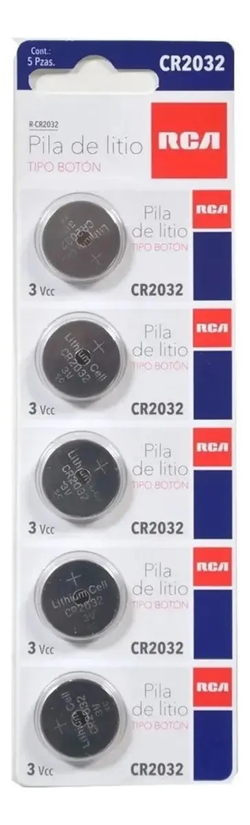 Pilas Baterias Rca Cr2032 Tamaño Botón 3 Voltios Paquete De 5 Unidades