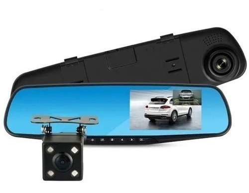 Espejo Carro Retrovisor Dvr Cámara D Reversa 4.3 PuLG 1080hd