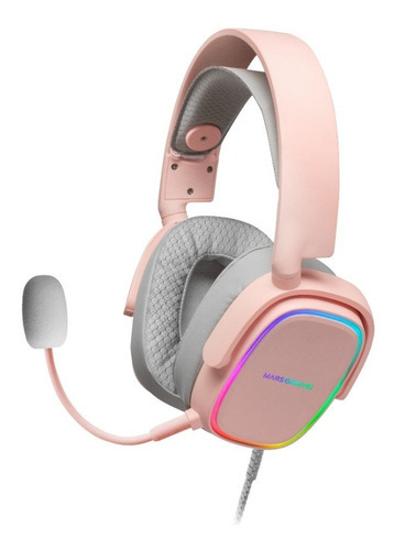 Auriculares Rgb Gamer Audífonos Diadema Micrófono Headset Color Rosa