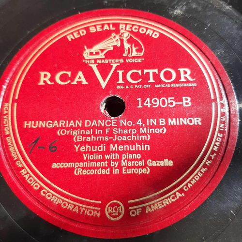 Pasta Yehudi Menuhin Violin M Gazelle Piano Rca Victor Tc73
