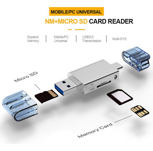 De Cartão De Memória Usb-c C/usb 2.0 A Nm Nano Tf Micro-sd