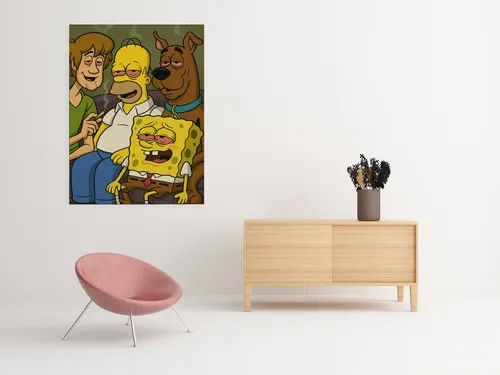 Cuadro Moderno Mural Con Personajes Icónicos De Dibujos Anim Full Hd