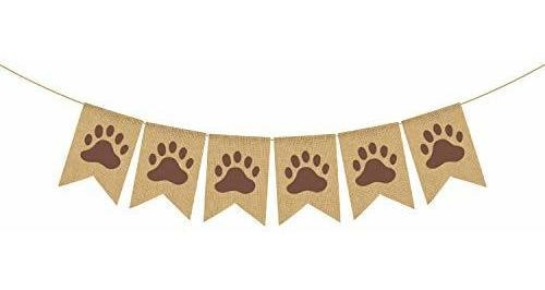 Rainlemon Yute Arpillera Puppy Paw Banner Rústico Perro Niño
