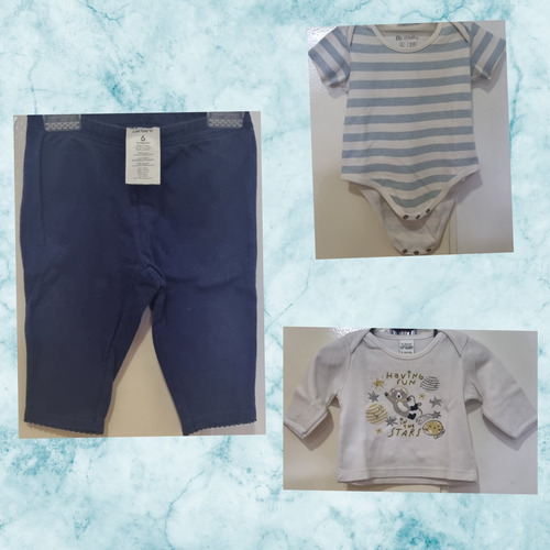 Pantalón Carters Bebé Remera Grisino M/l Body Cheeky 0m A 6m