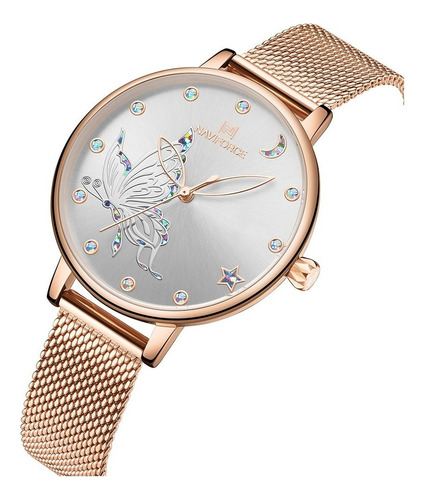 Naviforce Reloj Elegante Fechador Diseño De Mariposa P/dama