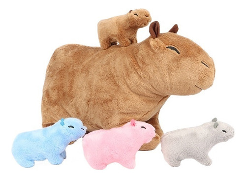 Aac Capibara Peluche Mamá Con 4 Peluches Capibara Bebé,5 Pcs
