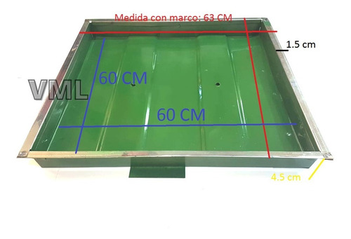 Imagen 5 de 5 de Tapa Camara Septica 60x60 Cm De Chapa Y Acero Inoxidable