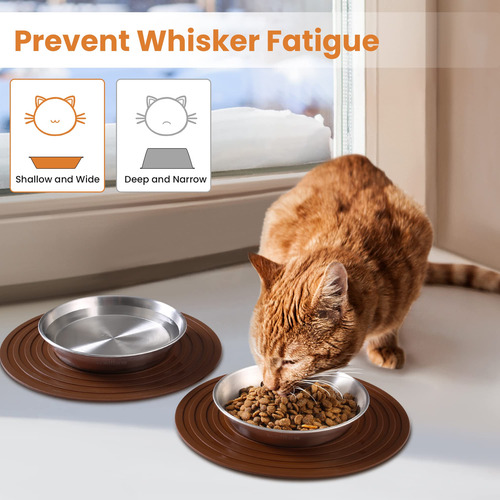Taças De Comida Para Gatos Wellbro Em Aço Inoxidável 400 Ml