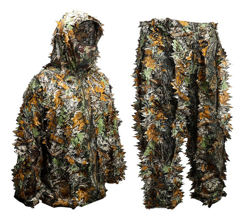 Traje Zorvem Ghillie, 3d Ropa De Caza De Camuflaje Frondoso 