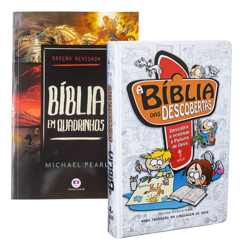 Kit Bíblia Das Descoberta Para Meninos Azul Versão Ntlh E Bíblia Em Quadrinhos Para Adolescentes