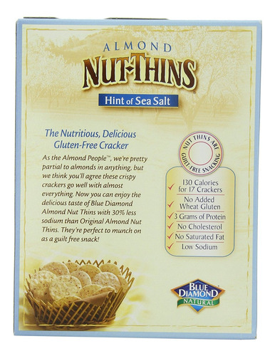 Blue Diamond Gluten Libera Almendra Nutthins Cracker Patatas