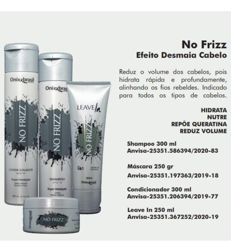 Shampoo Onixx Brasil Profissional creme de pentear, xampu volume Home Care cabelo de no frizz en hidrata nutre repõe queratina reduz volume de 850mL de 850g