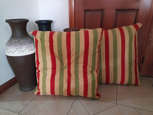 5 Almohadones Cuadrado 60x60 Cm Jardín Rayas