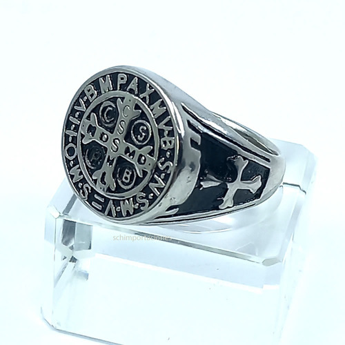 Imagen 2 de 7 de Anillo - Cruz De San Benito - Consagrado - Acero- Protector
