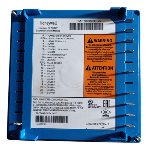 Control De Flama Honeywell Rm7890b1030