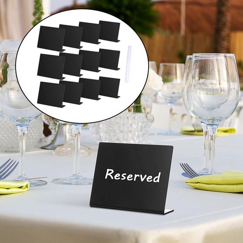 12 Tableros De Mensajes De Acrílico Para Mesa, Negro