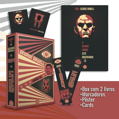 Box Obras De George Orwell A Revolução Dos Bichos E 1984 (pôster + Marcadores + Cards)