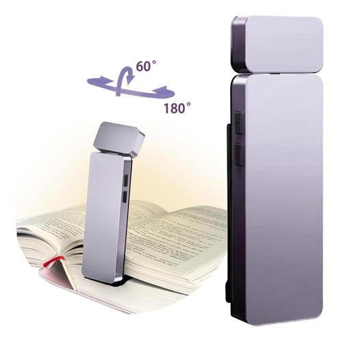 Luz De Lectura Recargable Led Con Clip Y 5 Brillos (morado)
