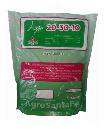 Macrofertil Fertilizante 20-3010 1kg Para Desarrollo D Hojas