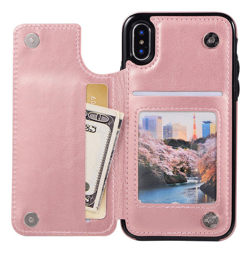 B Funda Carcasa Piel Billetera Con Soporte Para iPhone