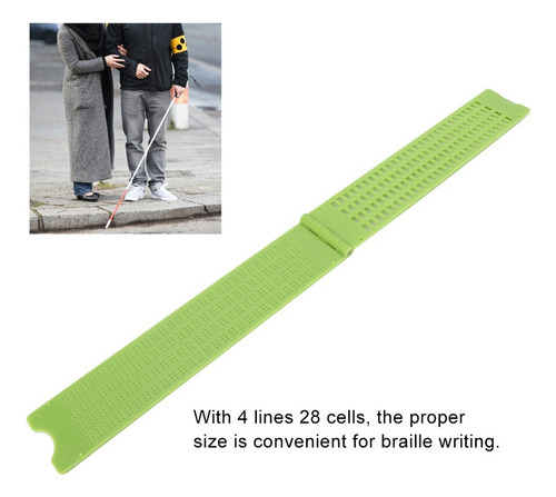 Plástico Portátil 4 Linhas 28 Células Braille Escrita Ardósi