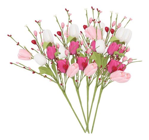 Ts Ramas De Flores De Tulipán Artificiales Con Adornos De