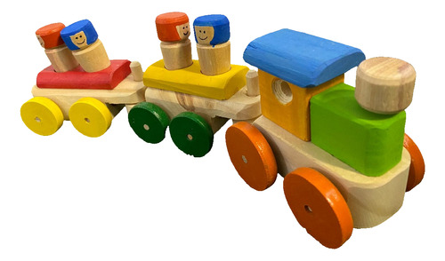 Tren Trencito Con Niños Madera Arrastre Infantil
