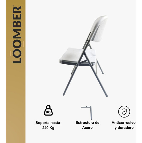 Combo 2 Pack 4 Sillas Plegables Blanca Color Blanco Lisa