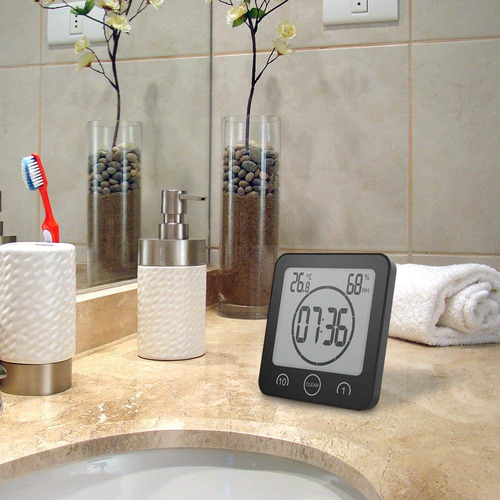 Reloj De Ducha Digital Cronómetro Impermeable Negro