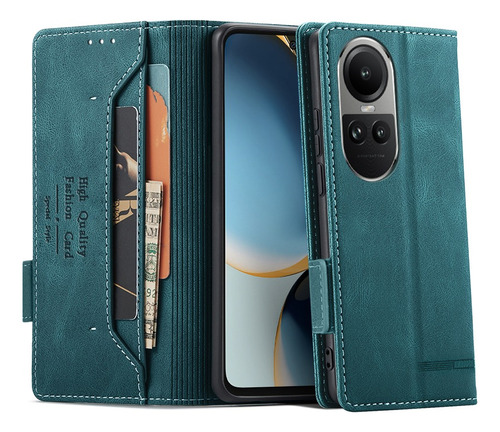 For Oppo Reno10 5g Pu Wallet Magnet Clasp Card Slot Case