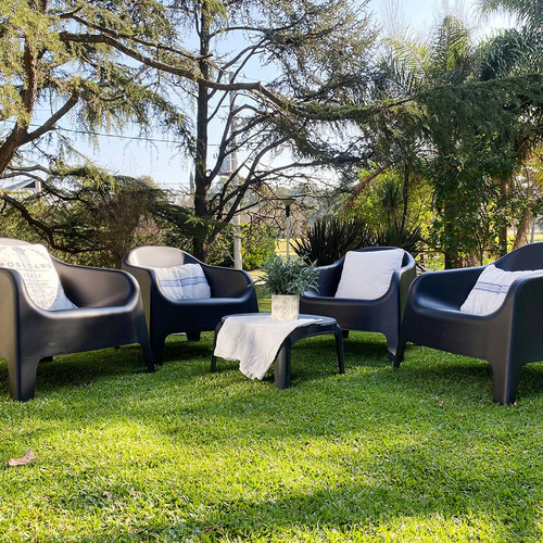 Set 4 Sillones De Jardín Exterior Skarpo + Mesa Puket