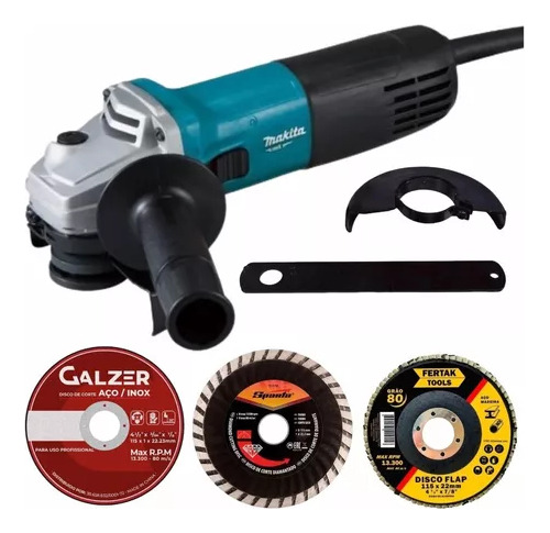 Esmerilhadeira Lixadeira M9510 127v Makita + Kit Acessórios