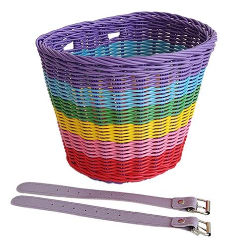 Cesta Para Bicicleta Infantil, Cesta Arcoiris 21x18x17cm