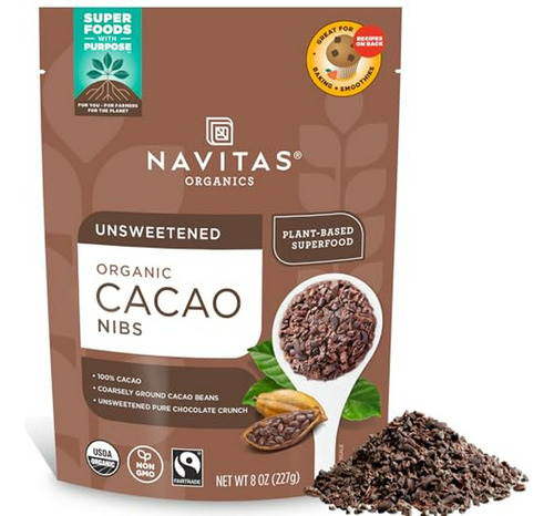 Nibs De Cacao Crudo , 8 Oz. - Orgánico, No-omg, Comercio Jus