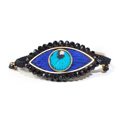 Pulsera Ojo Turco Con Cristales Dona Y Centro Bordado