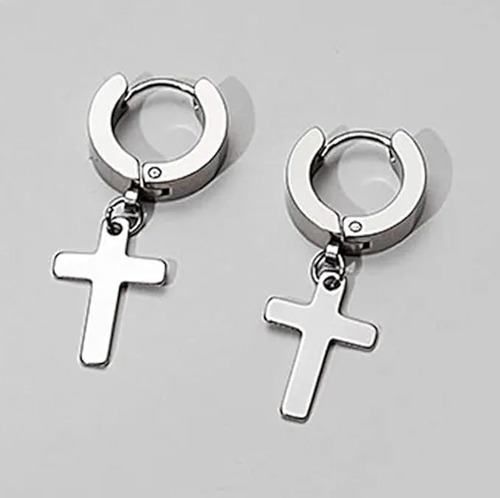 Par De Aretes De Cruz For Hombre Pendientes Colgantes