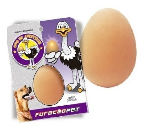 Ovo De Borracha Furacao Pet Avestruz Maciço Unico