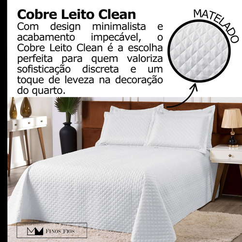 Cobre Leito Colcha Clean Queen 3 Peças Branco