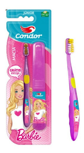 Escova Dental Infantil Feminina Barbie Com Estojo Protetor