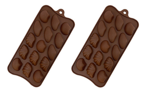 Molde De Silicon Conchas Chocolate Reposteria 2 Pzs Vencort Color Marrón