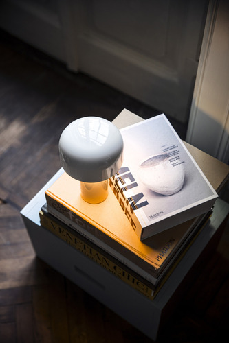 Velador Led Luz Mushroom Recargable Via Usb Inalámbrica Estructura Blanco Pantalla Blanco